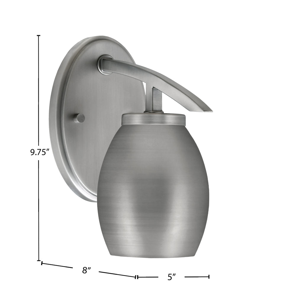 Kurve One Light Wall Sconce in Graphite with 6" Graphite Oval Metal Shade Shade