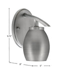 Kurve One Light Wall Sconce in Graphite with 6" Graphite Oval Metal Shade Shade
