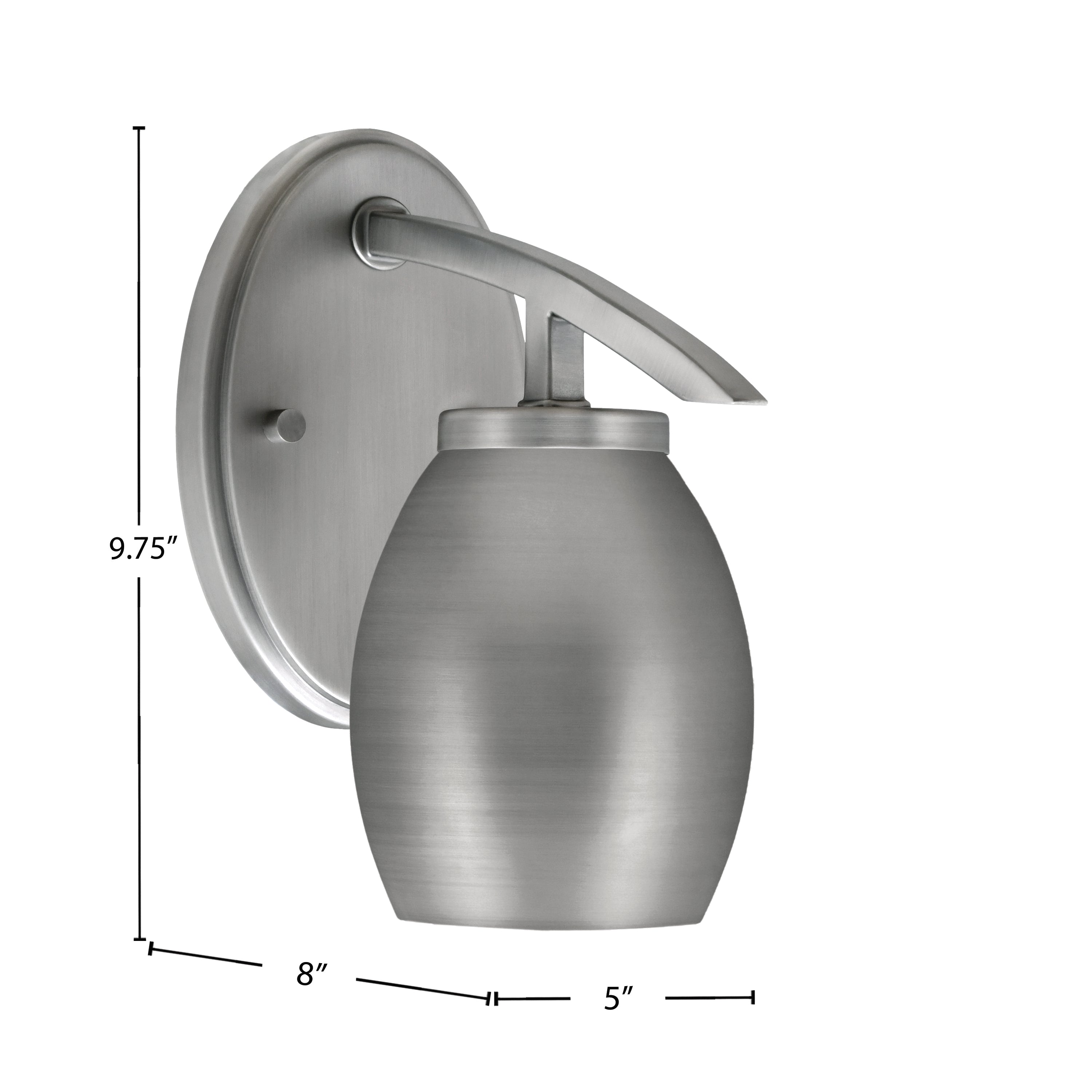 Kurve One Light Wall Sconce in Graphite with 6" Graphite Oval Metal Shade Shade