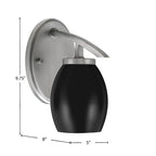 Kurve One Light Wall Sconce in Graphite with 6" Matte Black Oval Metal Shade Shade