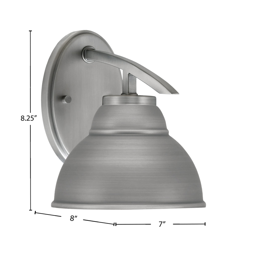 Kurve One Light Wall Sconce in Graphite with 7" Graphite Double Bubble Metal Shade Shade