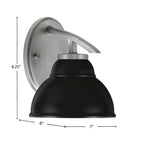 Kurve One Light Wall Sconce in Graphite with 7" Matte Black Double Bubble Metal Shade Shade