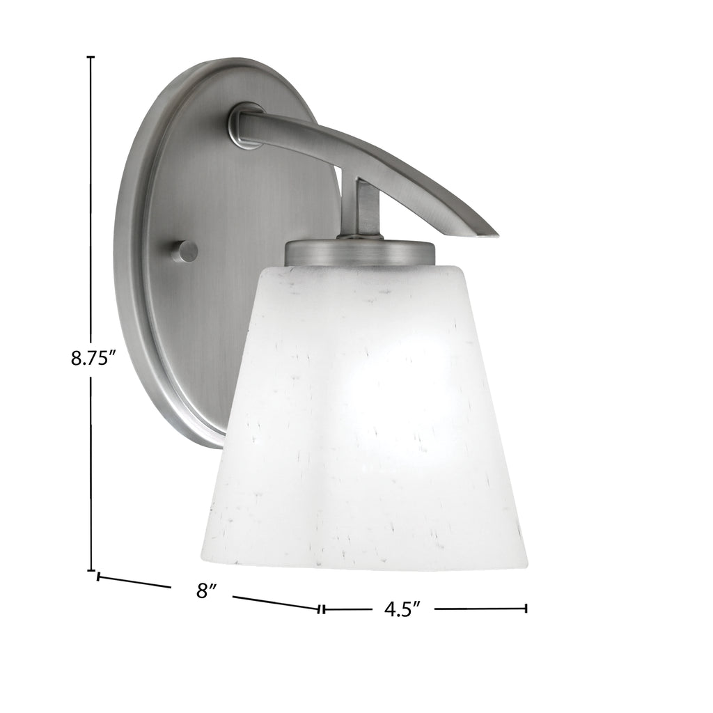 Kurve One Light Wall Sconce in Graphite with 4.5" Square White Muslin Shade