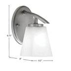 Kurve One Light Wall Sconce in Graphite with 4.5" Square White Muslin Shade