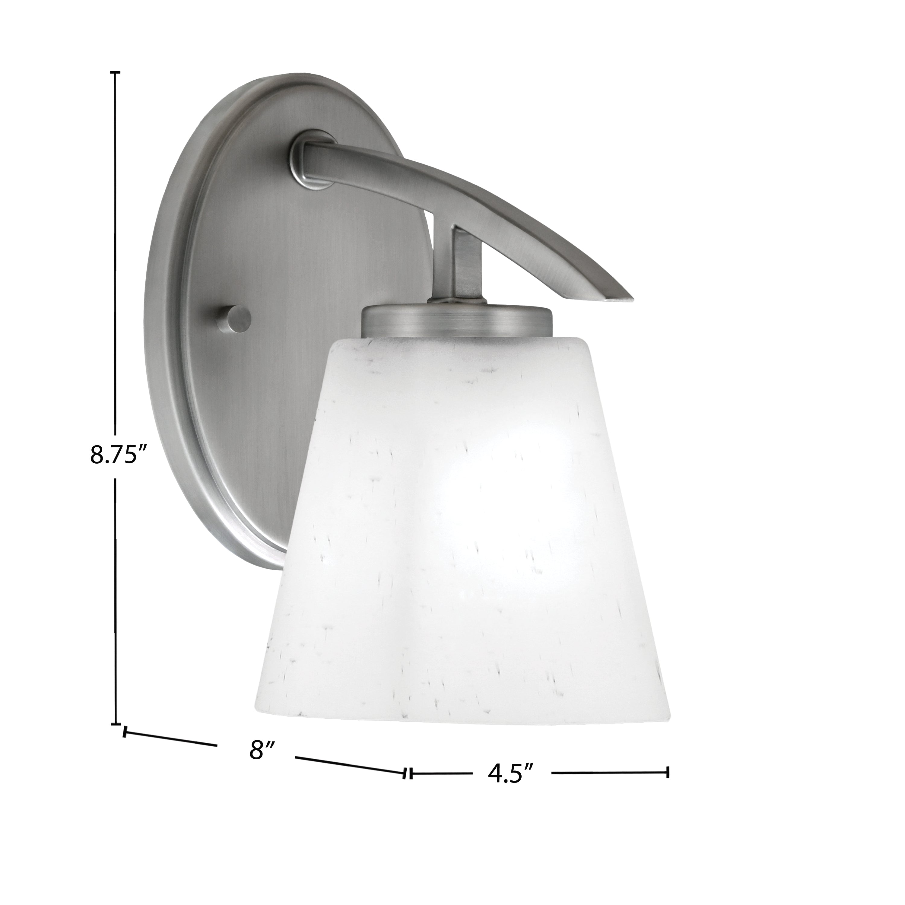 Kurve One Light Wall Sconce in Graphite with 4.5" Square White Muslin Shade