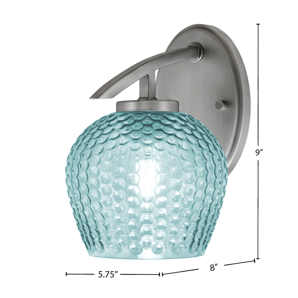 Kurve One Light Wall Sconce in Graphite with 6" Turquoise Textured Shade