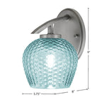 Kurve One Light Wall Sconce in Graphite with 6" Turquoise Textured Shade