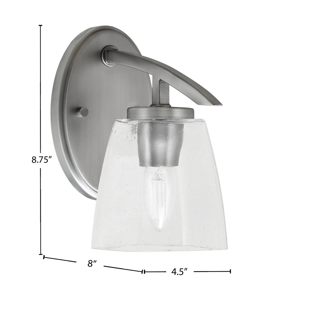 Kurve One Light Wall Sconce in Graphite with 4.5" Square Clear Bubble Shade