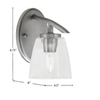 Kurve One Light Wall Sconce in Graphite with 4.5" Square Clear Bubble Shade