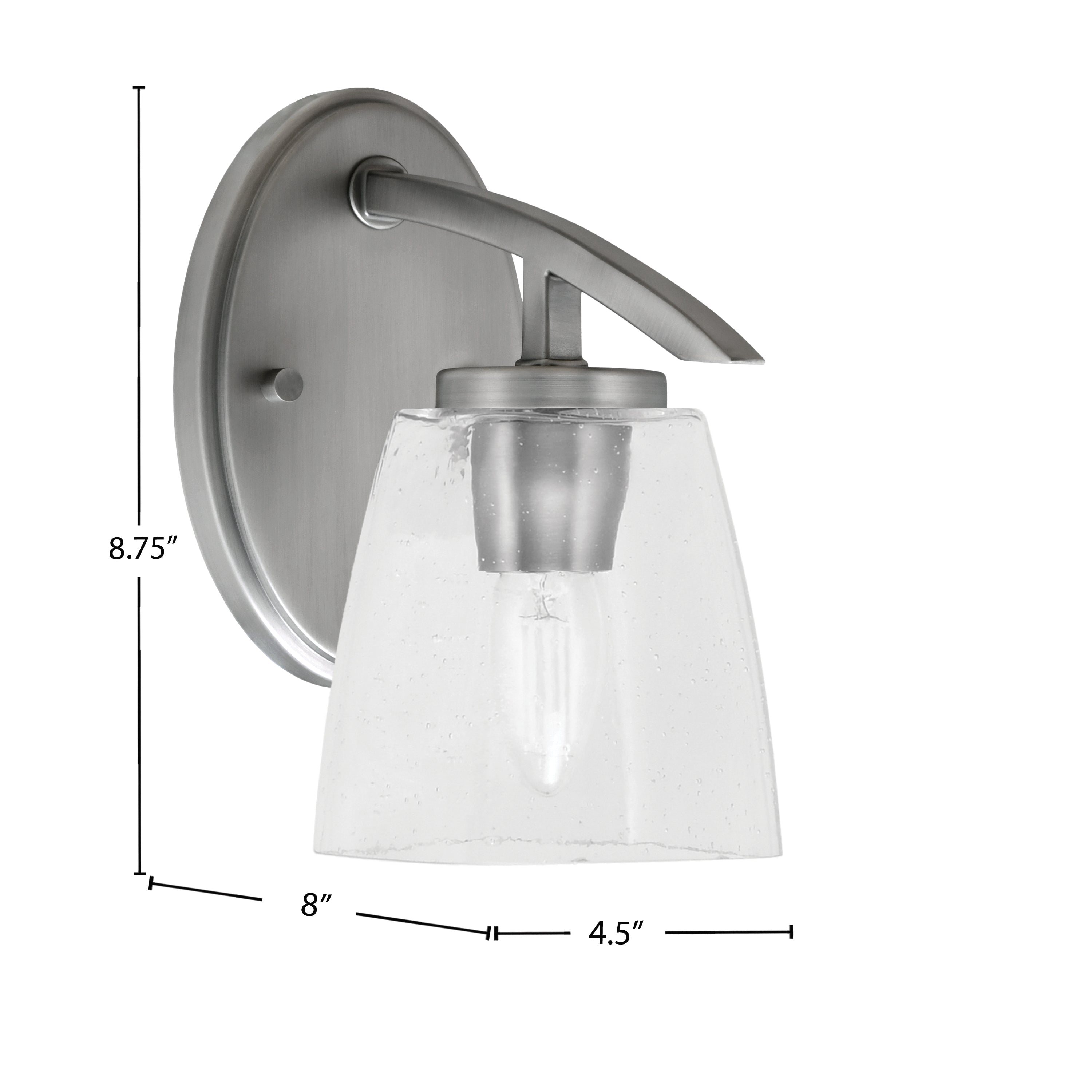 Kurve One Light Wall Sconce in Graphite with 4.5" Square Clear Bubble Shade