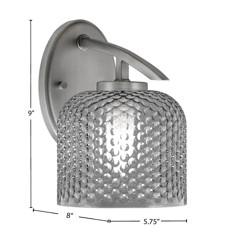 Kurve One Light Wall Sconce in Graphite with 6" Smoke Textured Shade