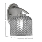 Kurve One Light Wall Sconce in Graphite with 6" Smoke Textured Shade