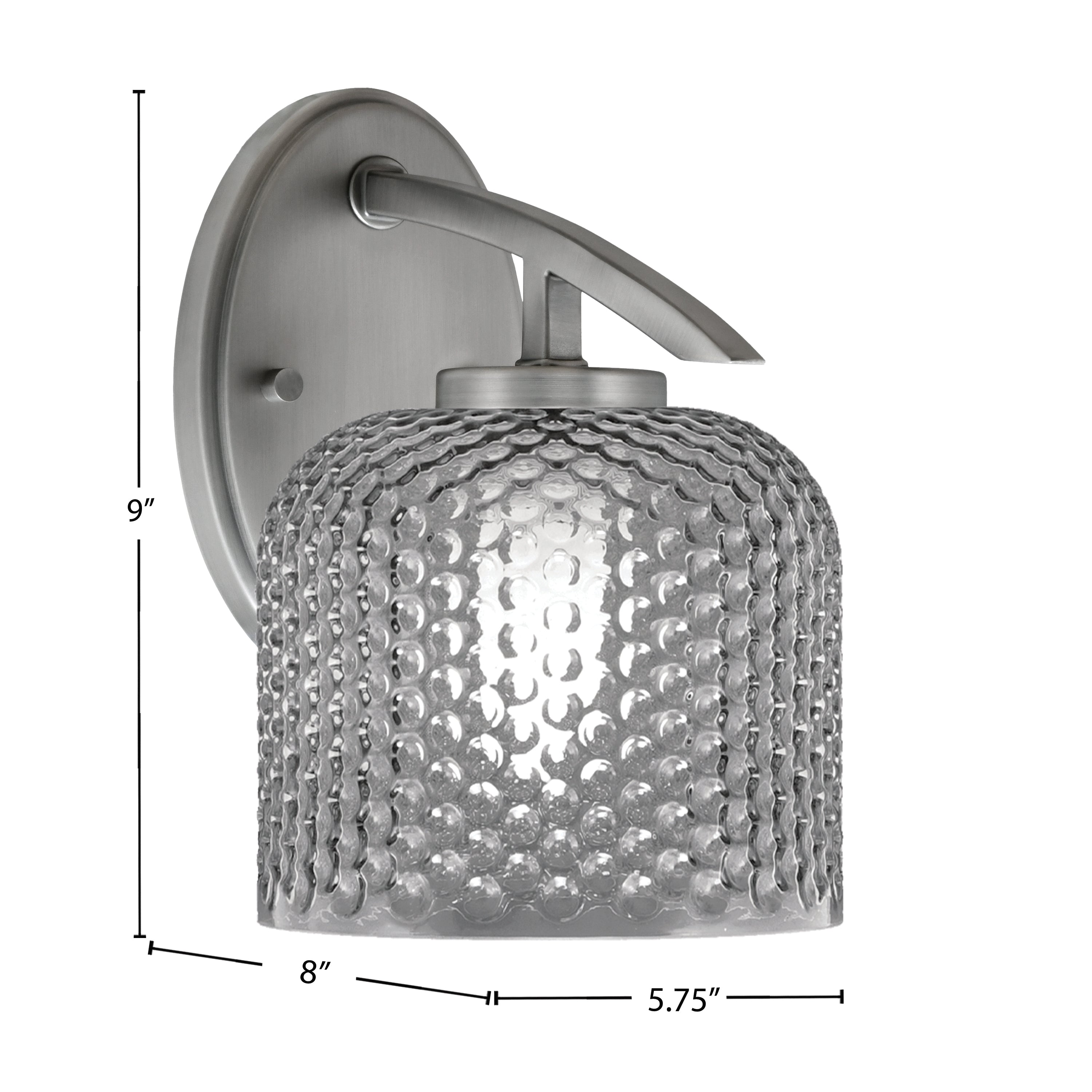 Kurve One Light Wall Sconce in Graphite with 6" Smoke Textured Shade