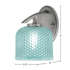Kurve One Light Wall Sconce in Graphite with 6" Turquoise Textured Shade