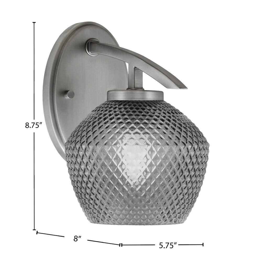 Kurve One Light Wall Sconce in Graphite with 6" Smoke Textured Shade
