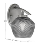Kurve One Light Wall Sconce in Graphite with 6" Smoke Textured Shade