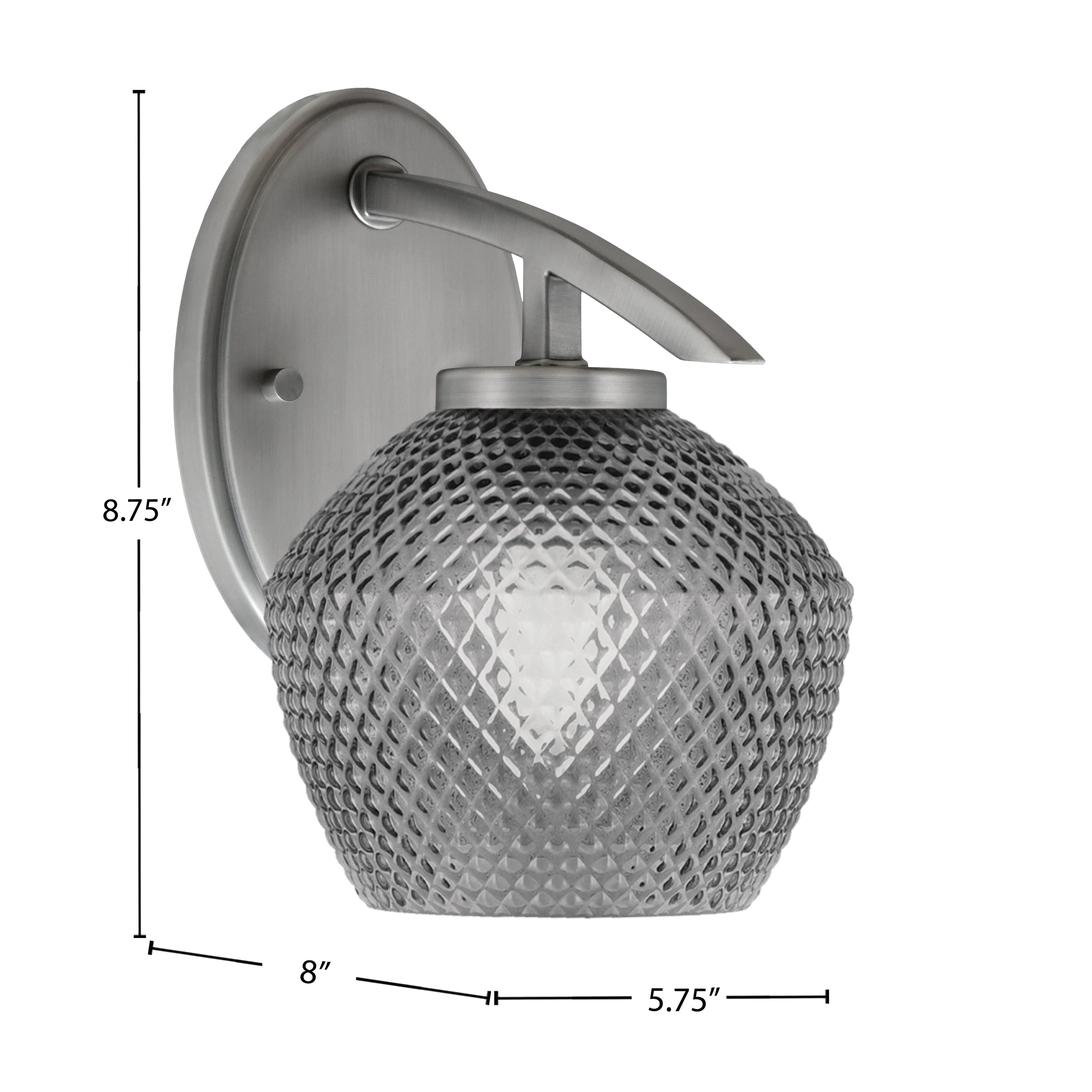 Kurve One Light Wall Sconce in Graphite with 6" Smoke Textured Shade
