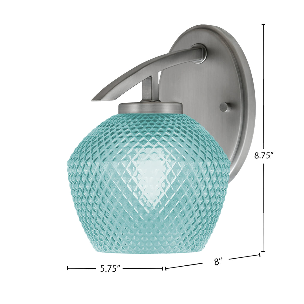 Kurve One Light Wall Sconce in Graphite with 6" Turquoise Textured Shade
