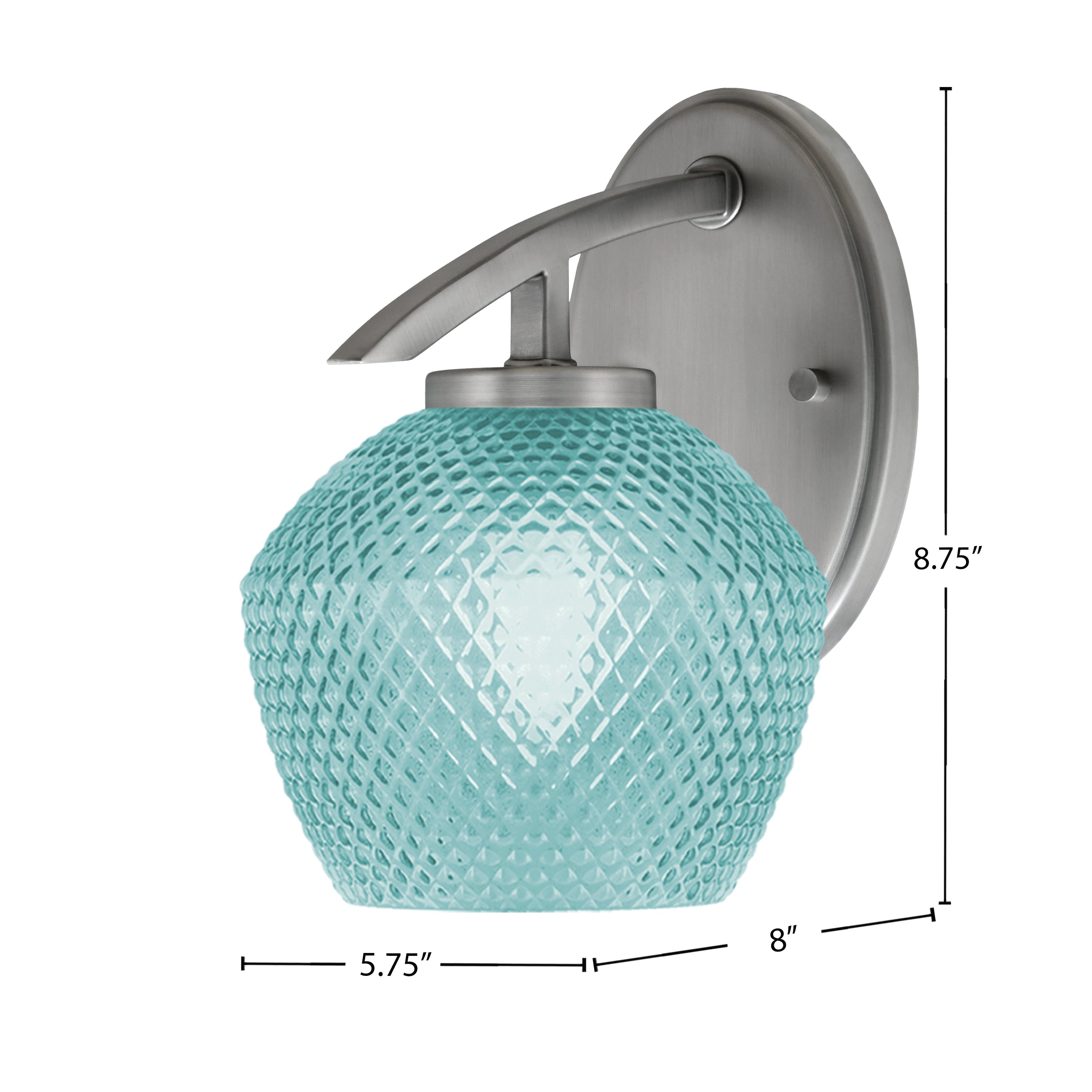 Kurve One Light Wall Sconce in Graphite with 6" Turquoise Textured Shade