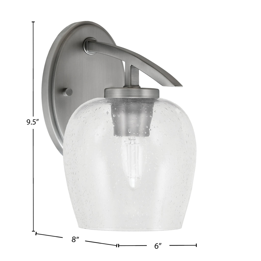 Kurve One Light Wall Sconce in Graphite with 6" Clear Bubble Shade