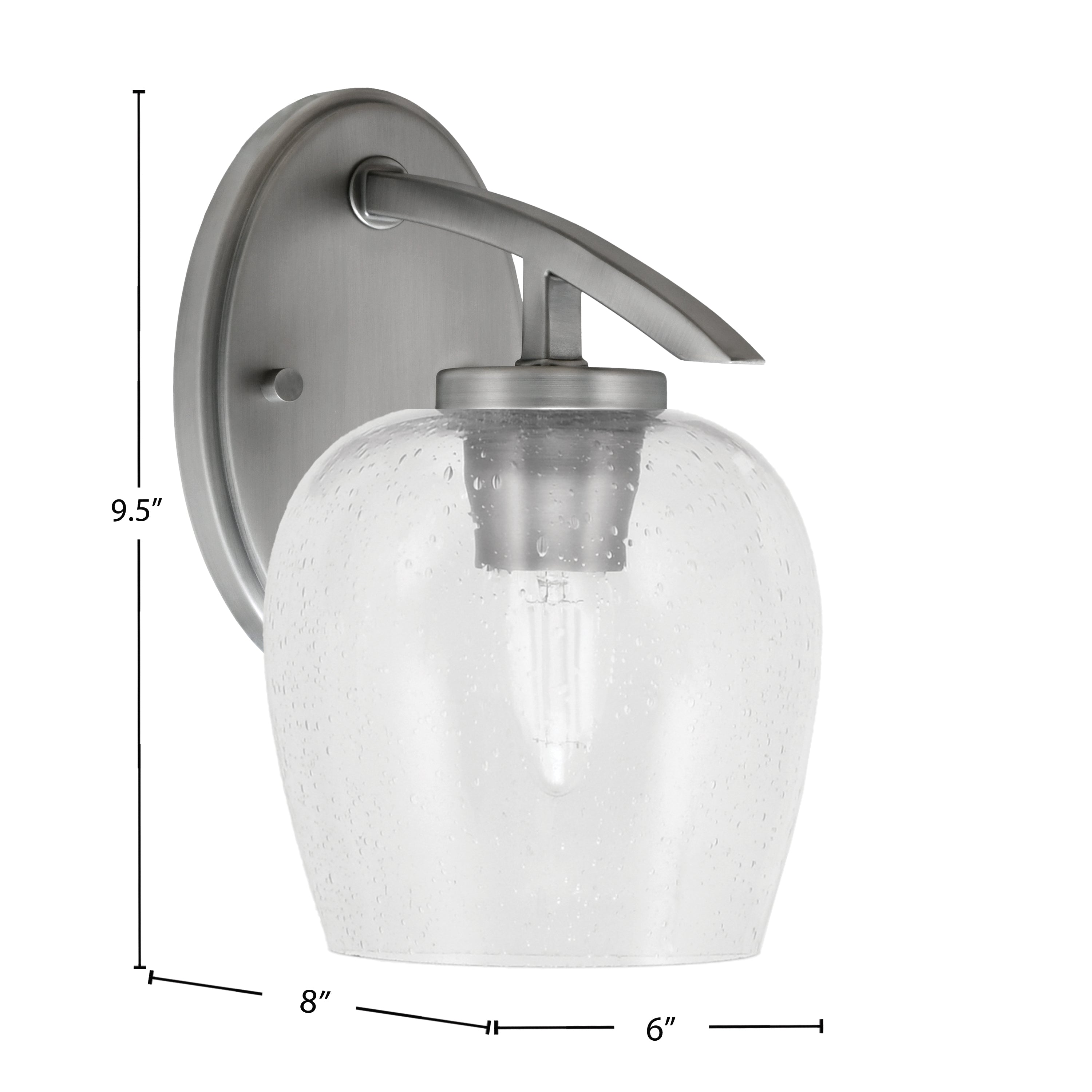 Kurve One Light Wall Sconce in Graphite with 6" Clear Bubble Shade