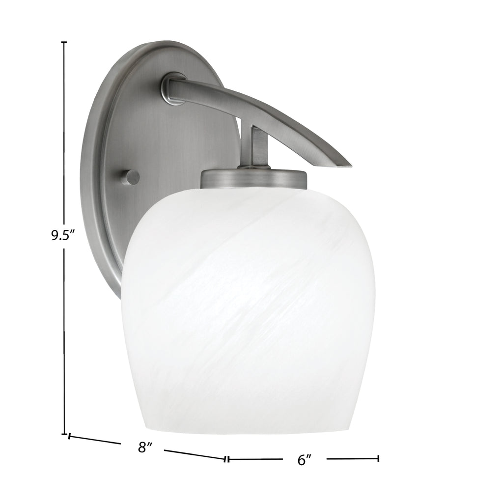 Kurve One Light Wall Sconce in Graphite with 6" White Marble Shade