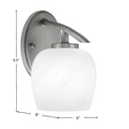 Kurve One Light Wall Sconce in Graphite with 6" White Marble Shade