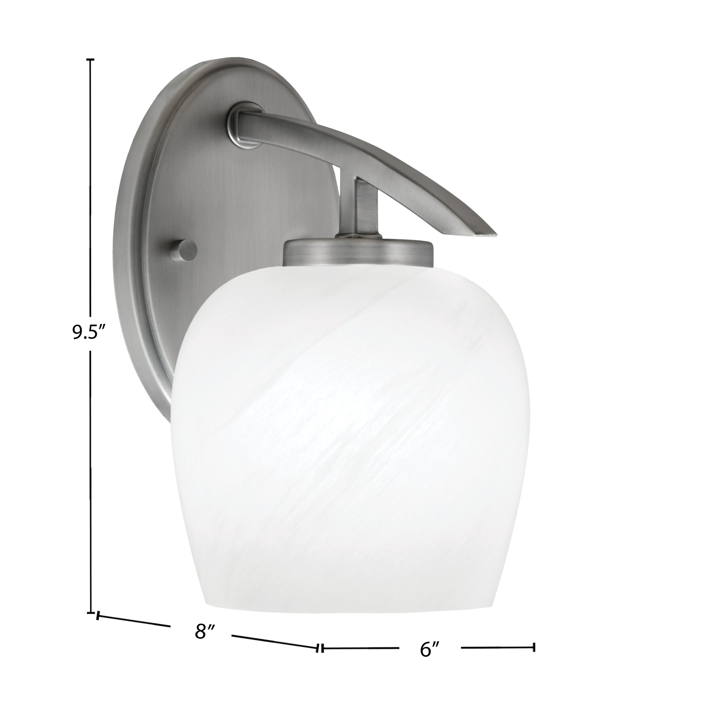 Kurve One Light Wall Sconce in Graphite with 6" White Marble Shade