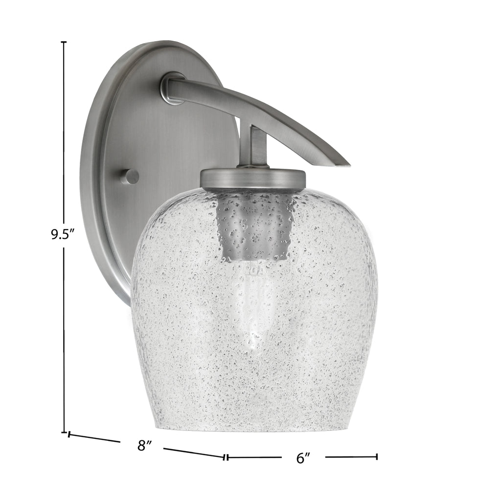 Kurve One Light Wall Sconce in Graphite with 6" Smoke Bubble Shade