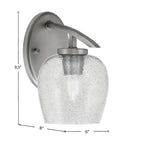 Kurve One Light Wall Sconce in Graphite with 6" Smoke Bubble Shade