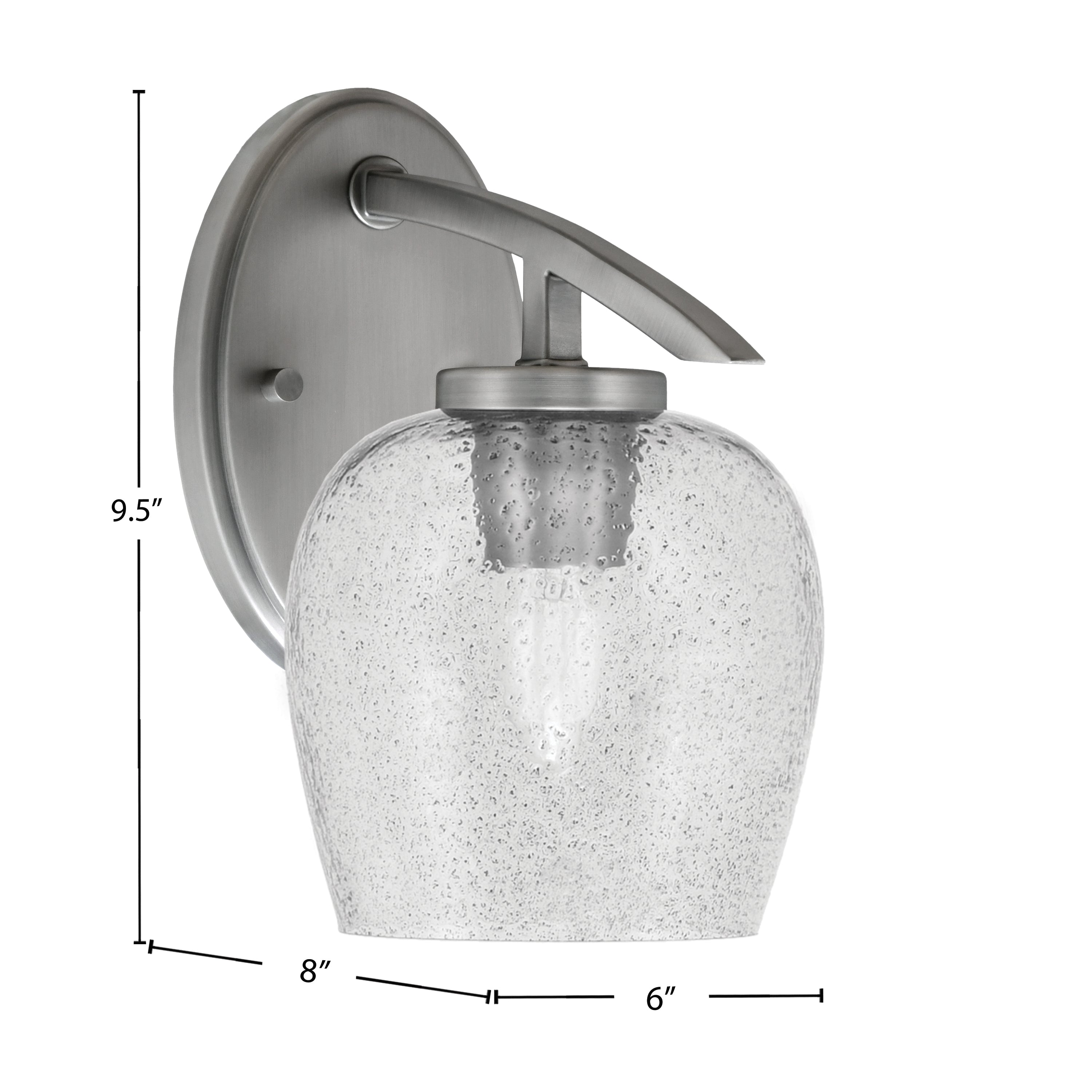 Kurve One Light Wall Sconce in Graphite with 6" Smoke Bubble Shade