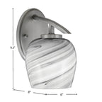 Kurve One Light Wall Sconce in Graphite with 6" Onyx Swirl Shade