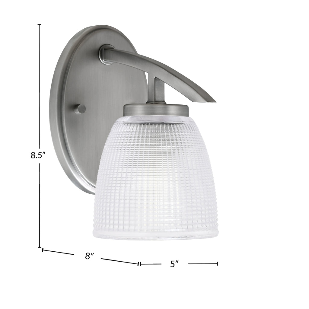 Kurve One Light Wall Sconce in Graphite with 5" Clear Ribbed Shade