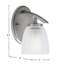 Kurve One Light Wall Sconce in Graphite with 5" Clear Ribbed Shade