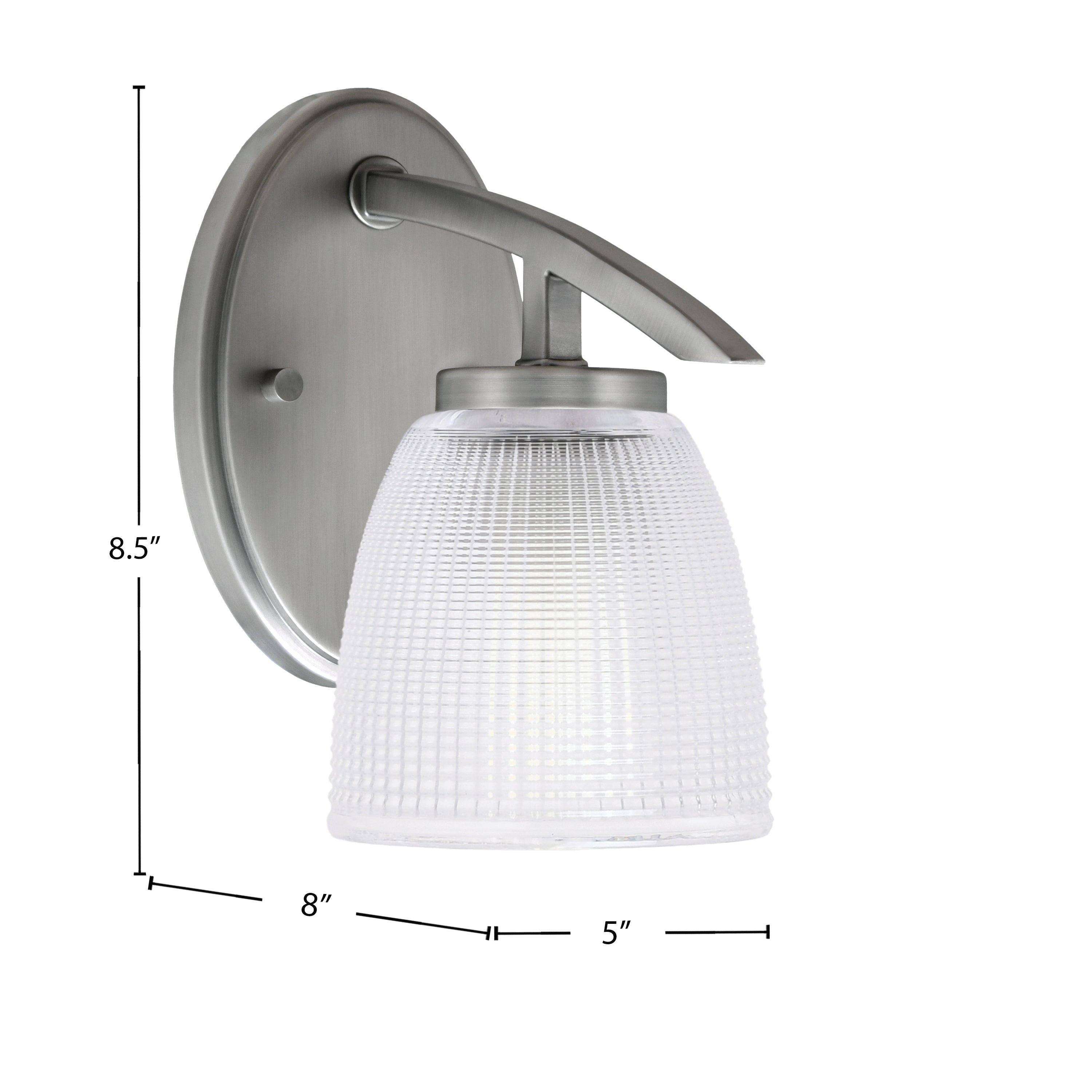 Kurve One Light Wall Sconce in Graphite with 5" Clear Ribbed Shade