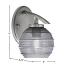 Kurve One Light Wall Sconce in Graphite with 6" Smoke Ribbed Shade