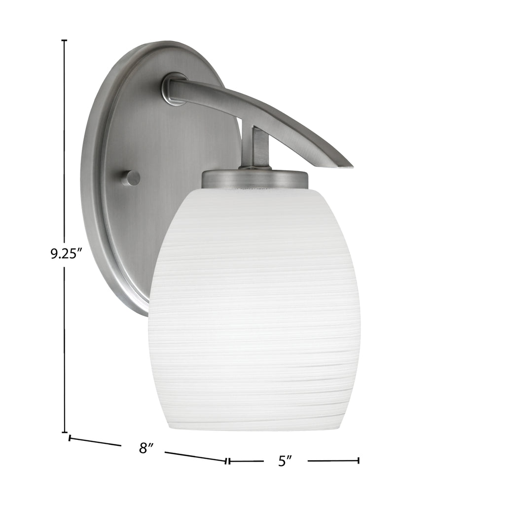 Kurve One Light Wall Sconce in Graphite with 5" White Linen Shade