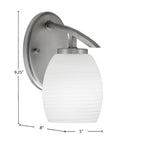 Kurve One Light Wall Sconce in Graphite with 5" White Linen Shade