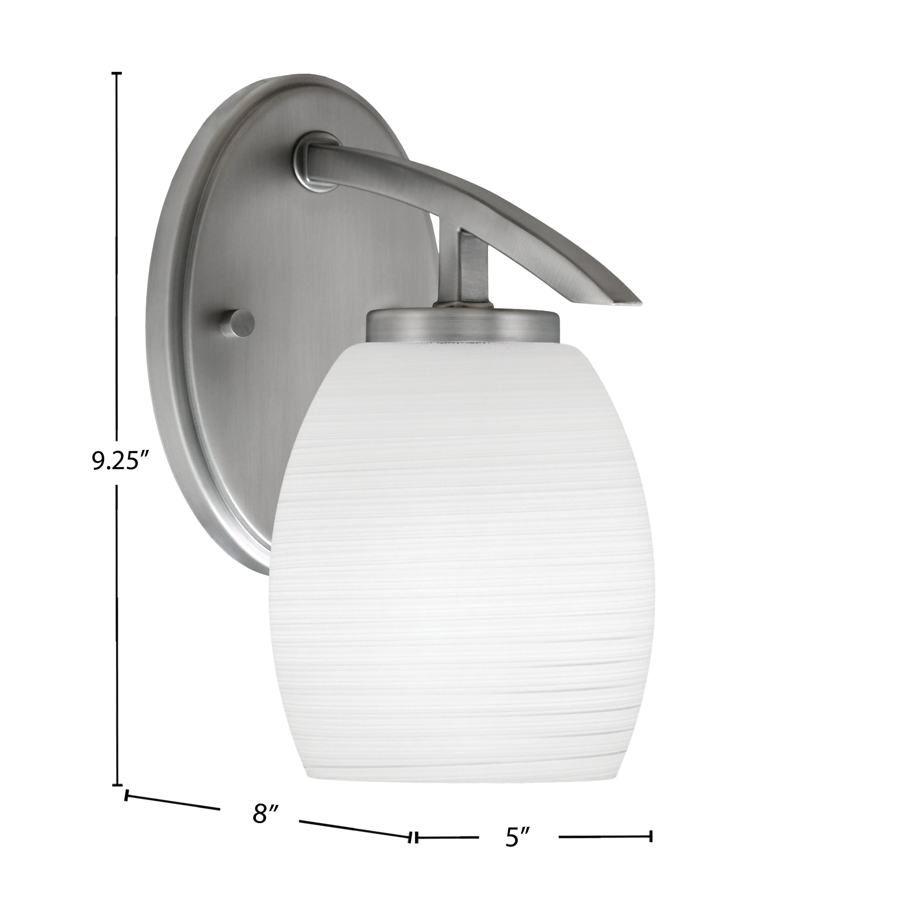 Kurve One Light Wall Sconce in Graphite with 5" White Linen Shade