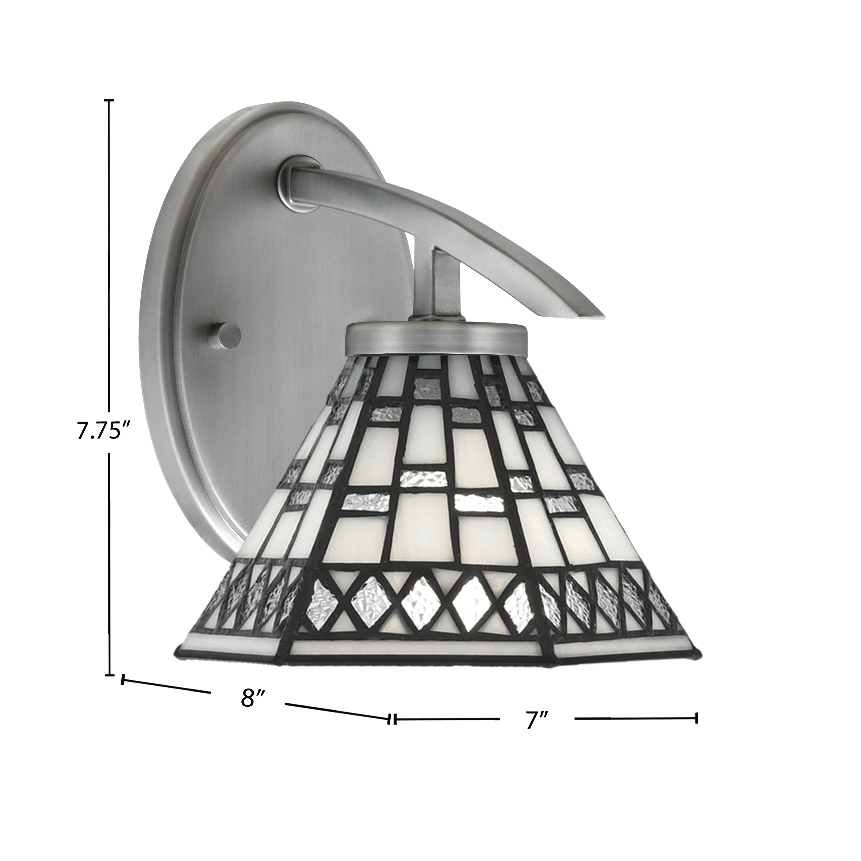 Kurve One Light Wall Sconce in Graphite with 7" Pewter Art Glass Shade