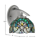 Kurve One Light Wall Sconce in Graphite with 7" Turquoise Cypress Art Glass Shade