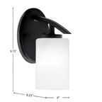 Kurve One Light Wall Sconce in Matte Black with 4" White Marble Shade
