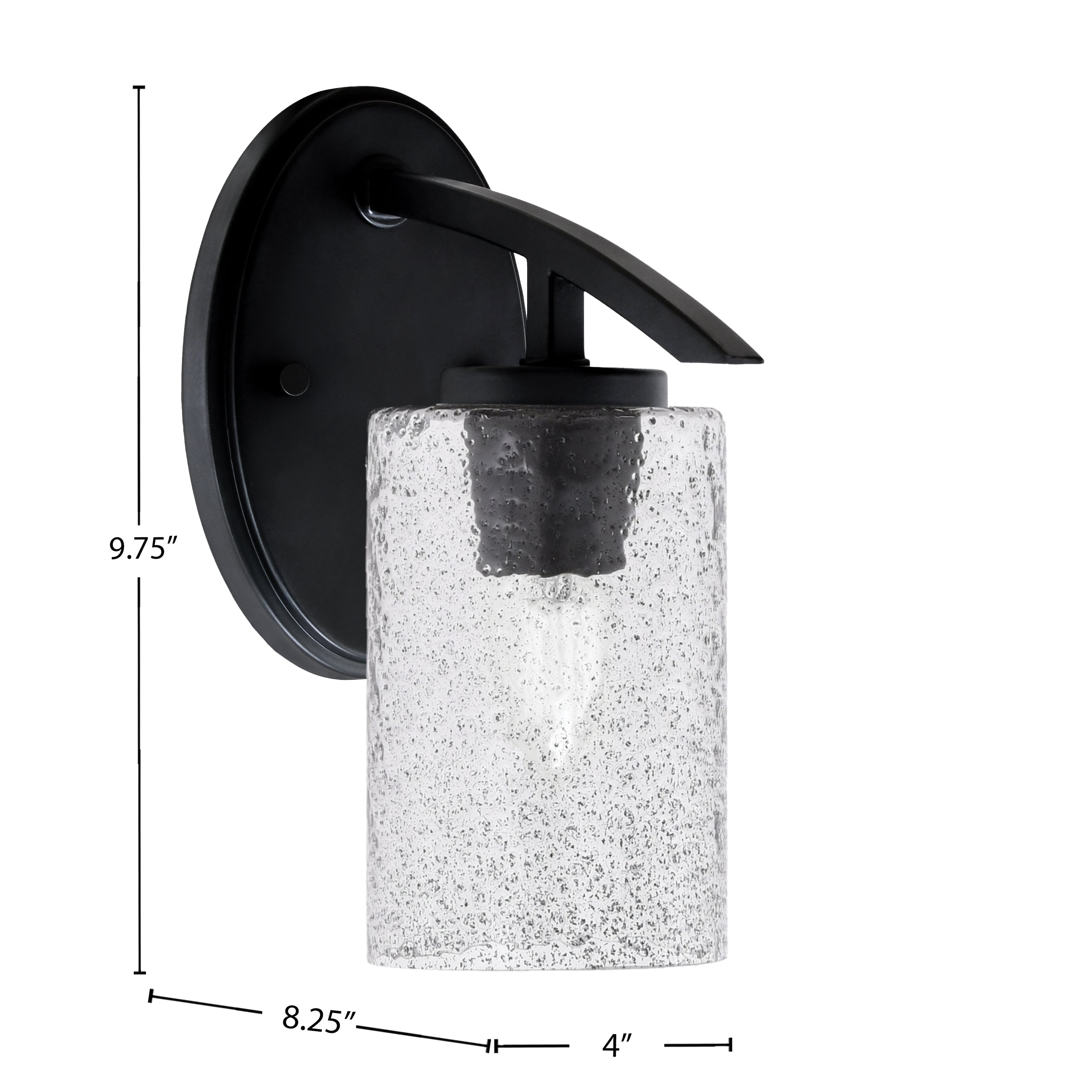 Kurve One Light Wall Sconce in Matte Black with 4" Smoke Bubble Shade