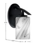 Kurve One Light Wall Sconce in Matte Black with 4" Onyx Swirl Shade