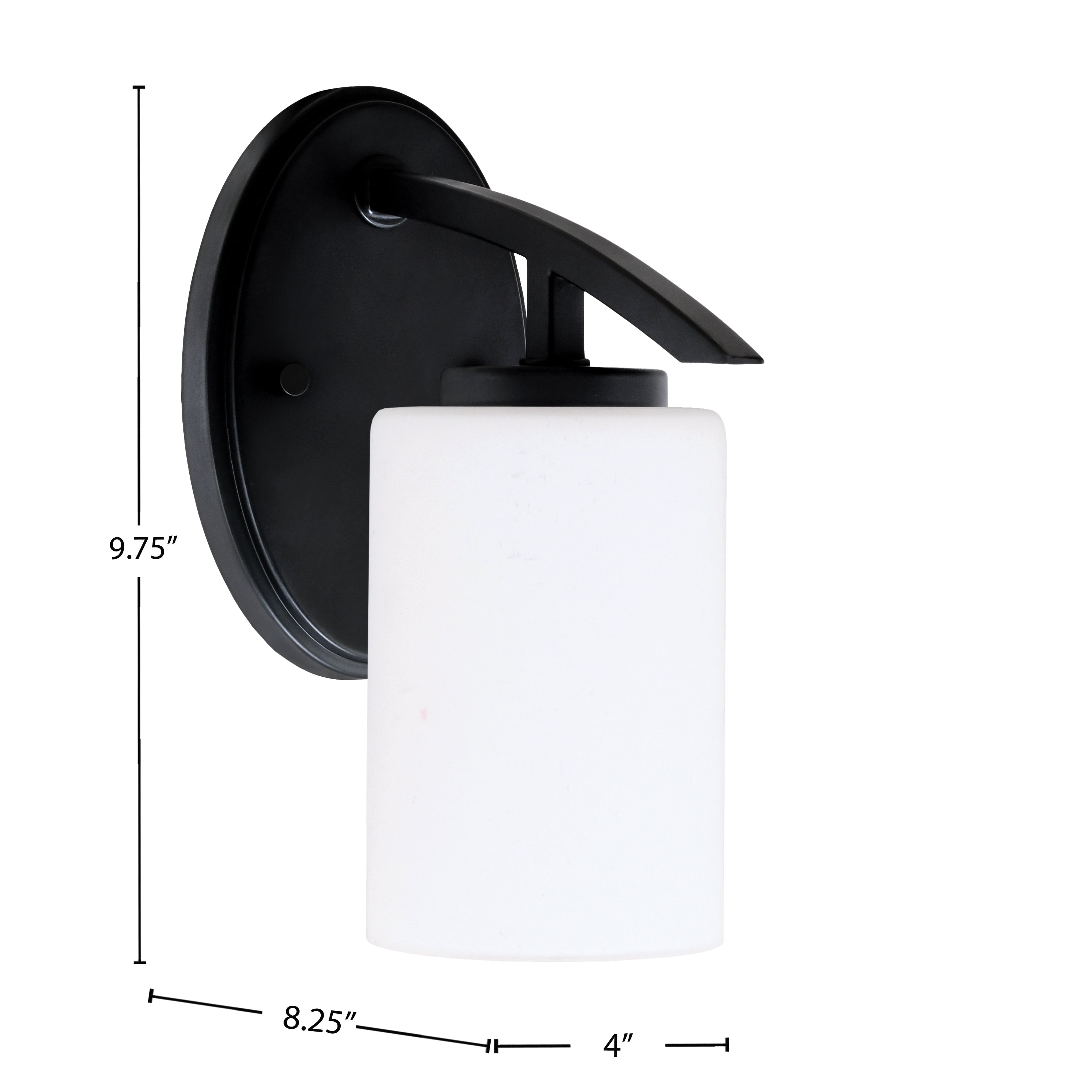 Kurve One Light Wall Sconce in Matte Black with 4" White Muslin Shade