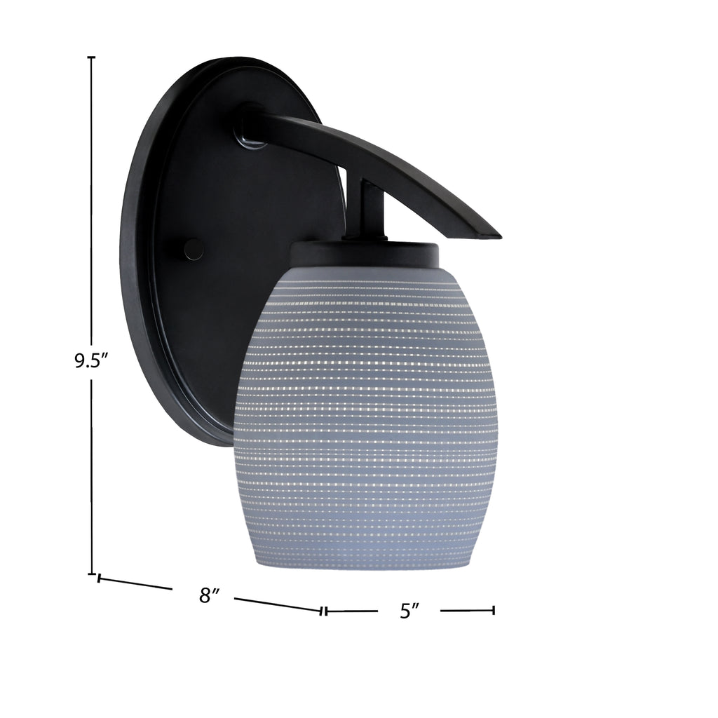 Kurve One Light Wall Sconce in Matte Black with 5" Gray Matrix Shade