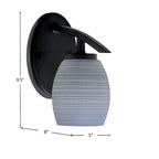 Kurve One Light Wall Sconce in Matte Black with 5" Gray Matrix Shade