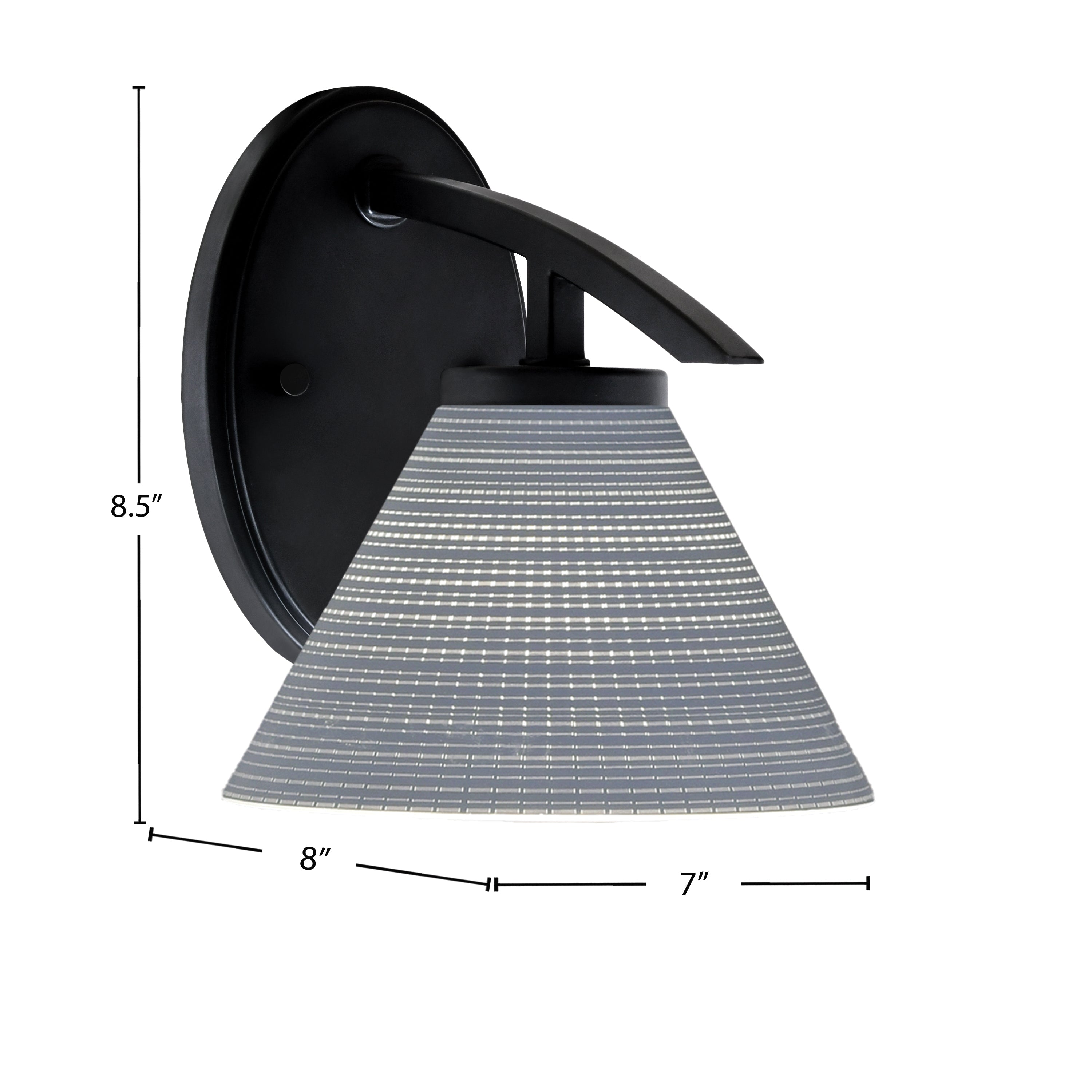 Kurve One Light Wall Sconce in Matte Black with 7" Gray Matrix Shade