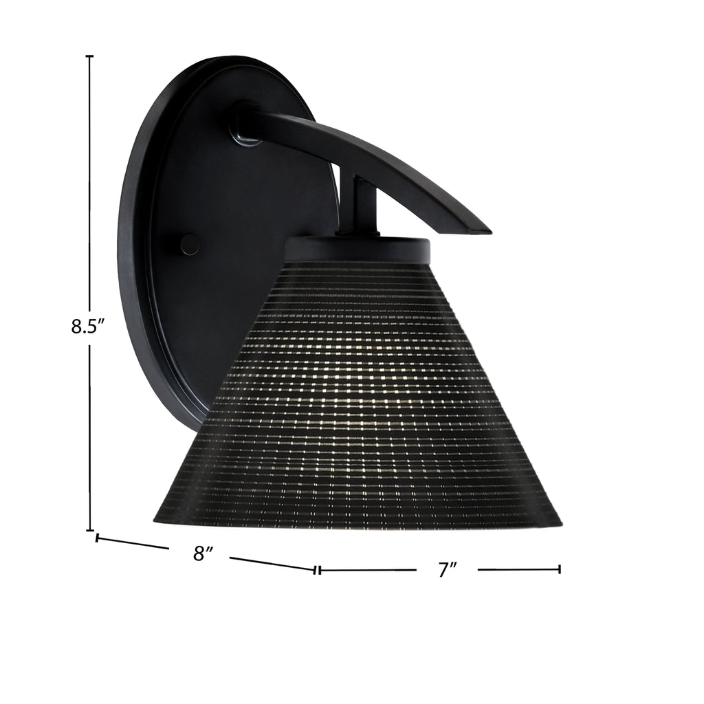 Kurve One Light Wall Sconce in Matte Black with 7" Black Matrix Shade