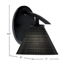 Kurve One Light Wall Sconce in Matte Black with 7" Black Matrix Shade